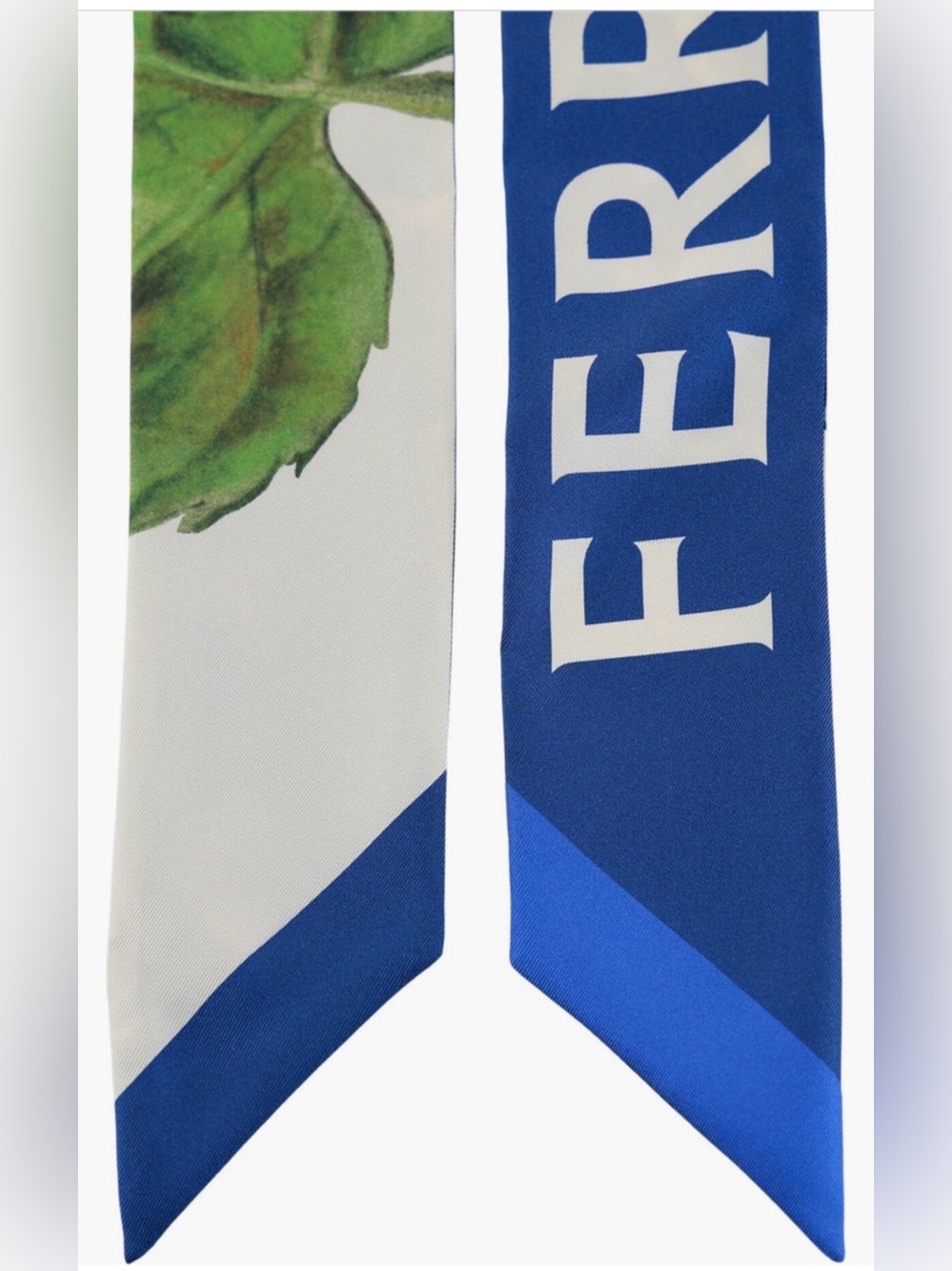 Brand New $270 Ferragamo Silk Skinny Scarf in Blue and Green - Picture 2 of 4